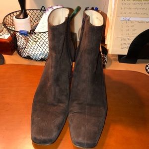 Brown suede booties